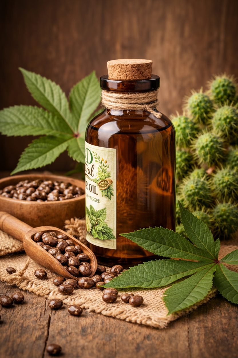 Castor Oil - Left Side with Natural Background